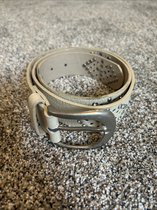 BKE Accessories - BKE Cream Studded Leather Belt
